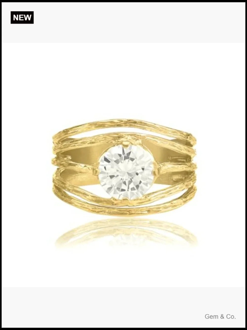 Vintage CZ Statement Ring - 14K Gold Over Sterling Silver - Handcrafted -